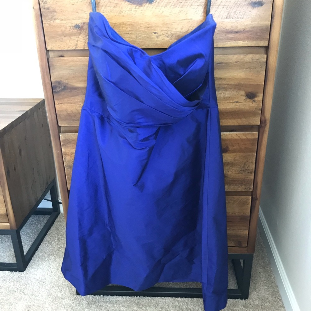 ALFRED SUNG ✨ Strapless Electric Blue bridesmaid cocktail party dress